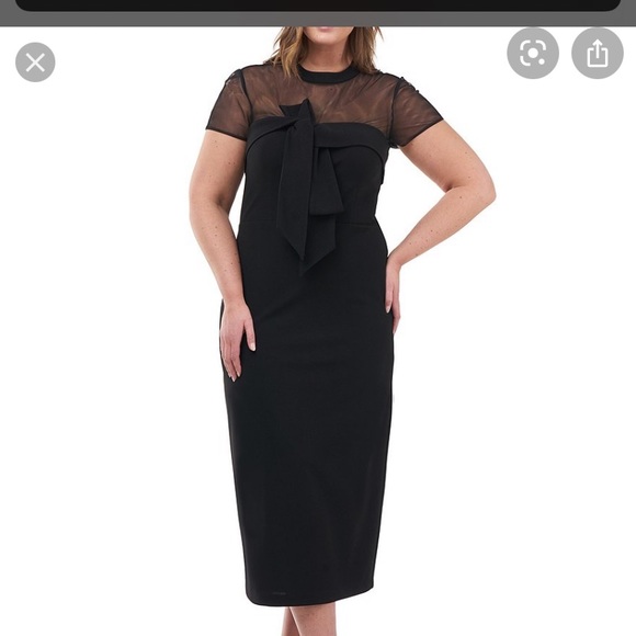 NWT JS Collections Bow illusion Mesh Cocktail Dres